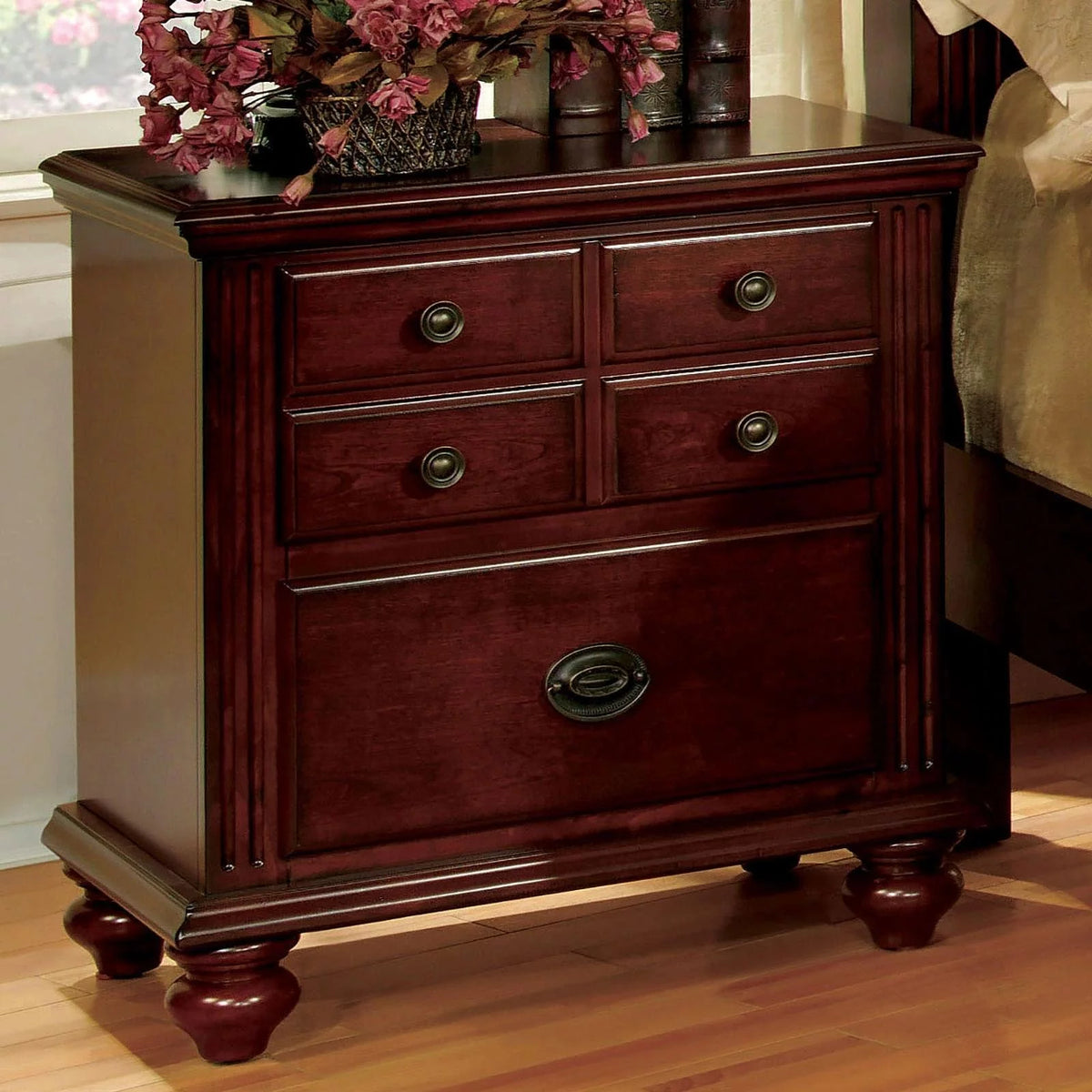 Cherry Solid Wood 5pcs Bedroom Set T711426
