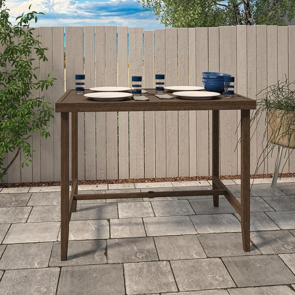 Dark Brown Steel Patio Bar Table D299