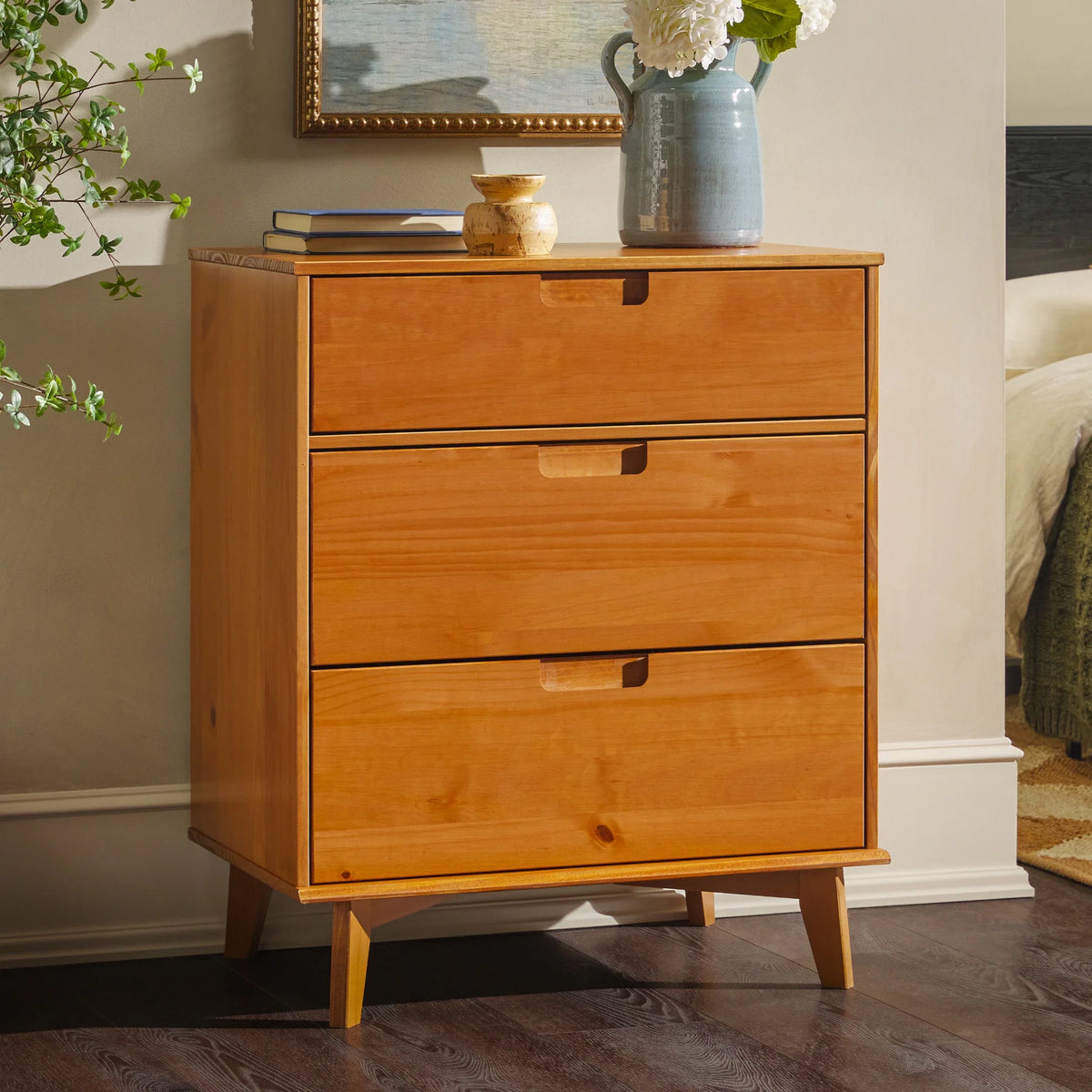 Solid Wood Walnut 3-Drawer Dresser Y574729