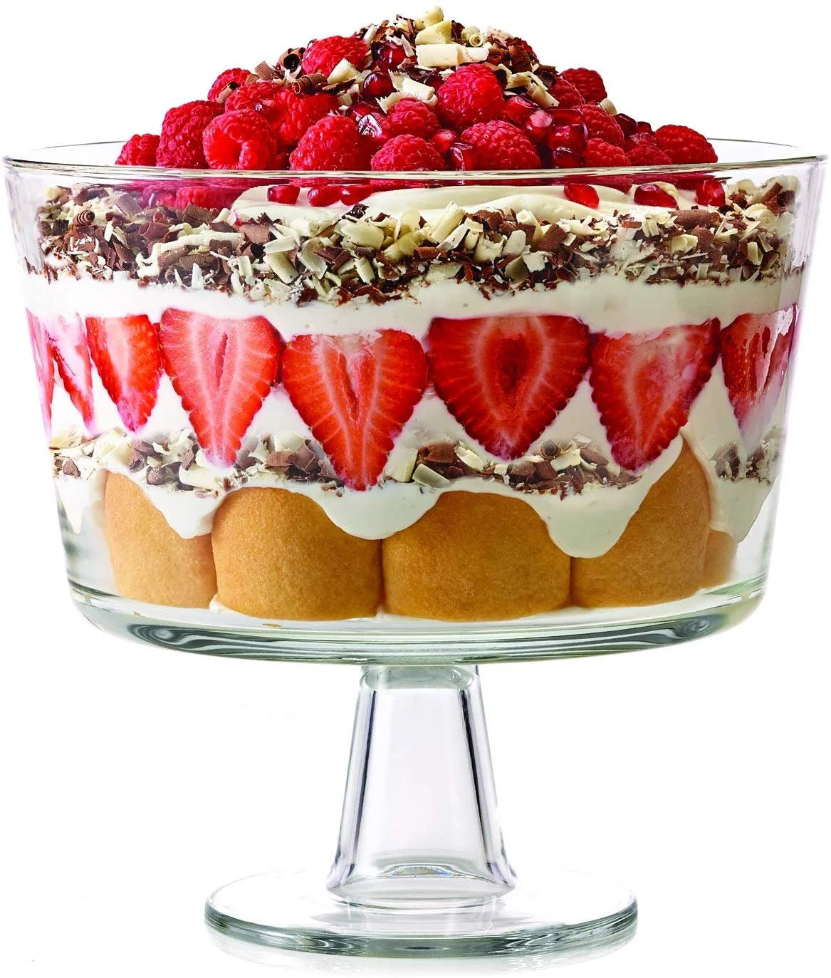 Round Crystal-Clear Borosilicate Glass Trifle Bowl with Pedestal F775001