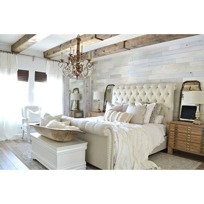Reclaimed Wooden Wall Planks Peel and Stick 10 Sq. ft Coastal White G954