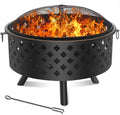 25 Inch Wood Burning Fire Pit with Spark Screen and Cover E560417