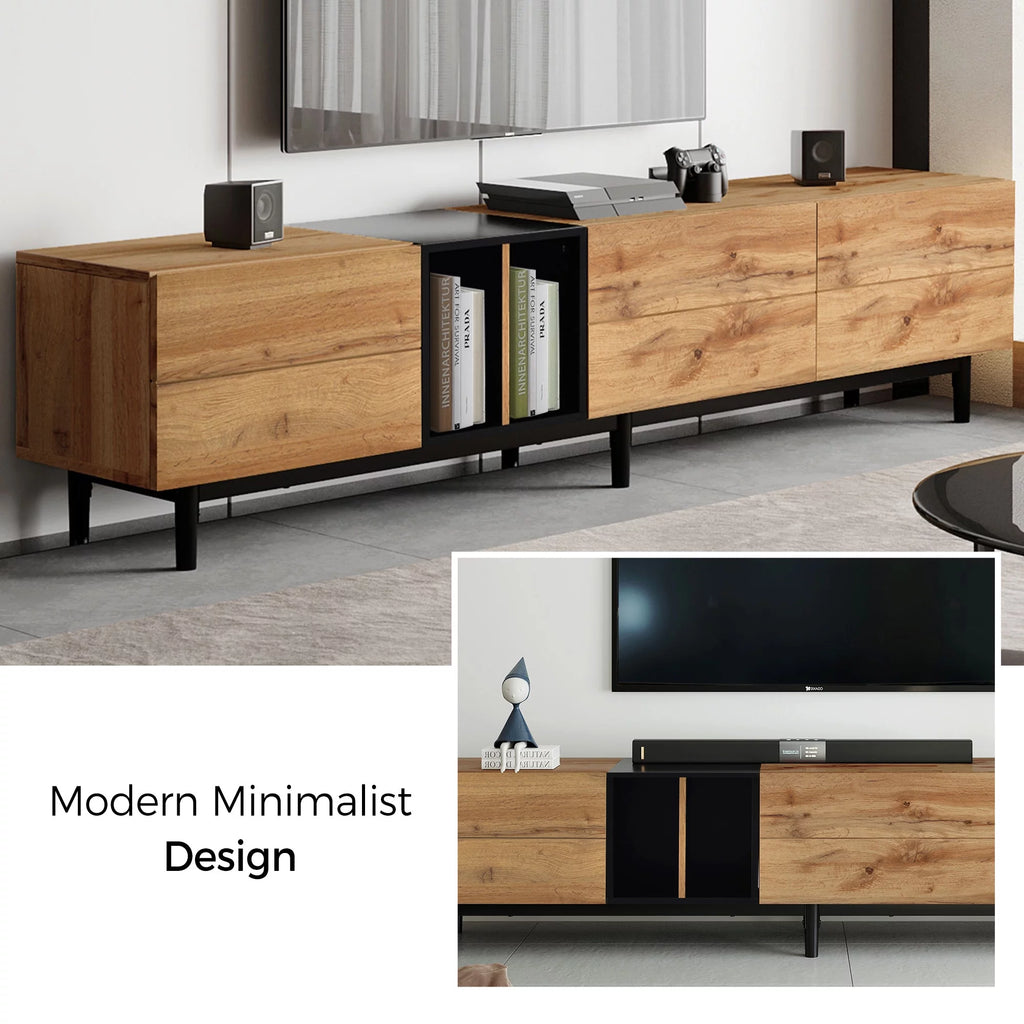 Mid-Century Modern TV Stand with 3 Doors R789889