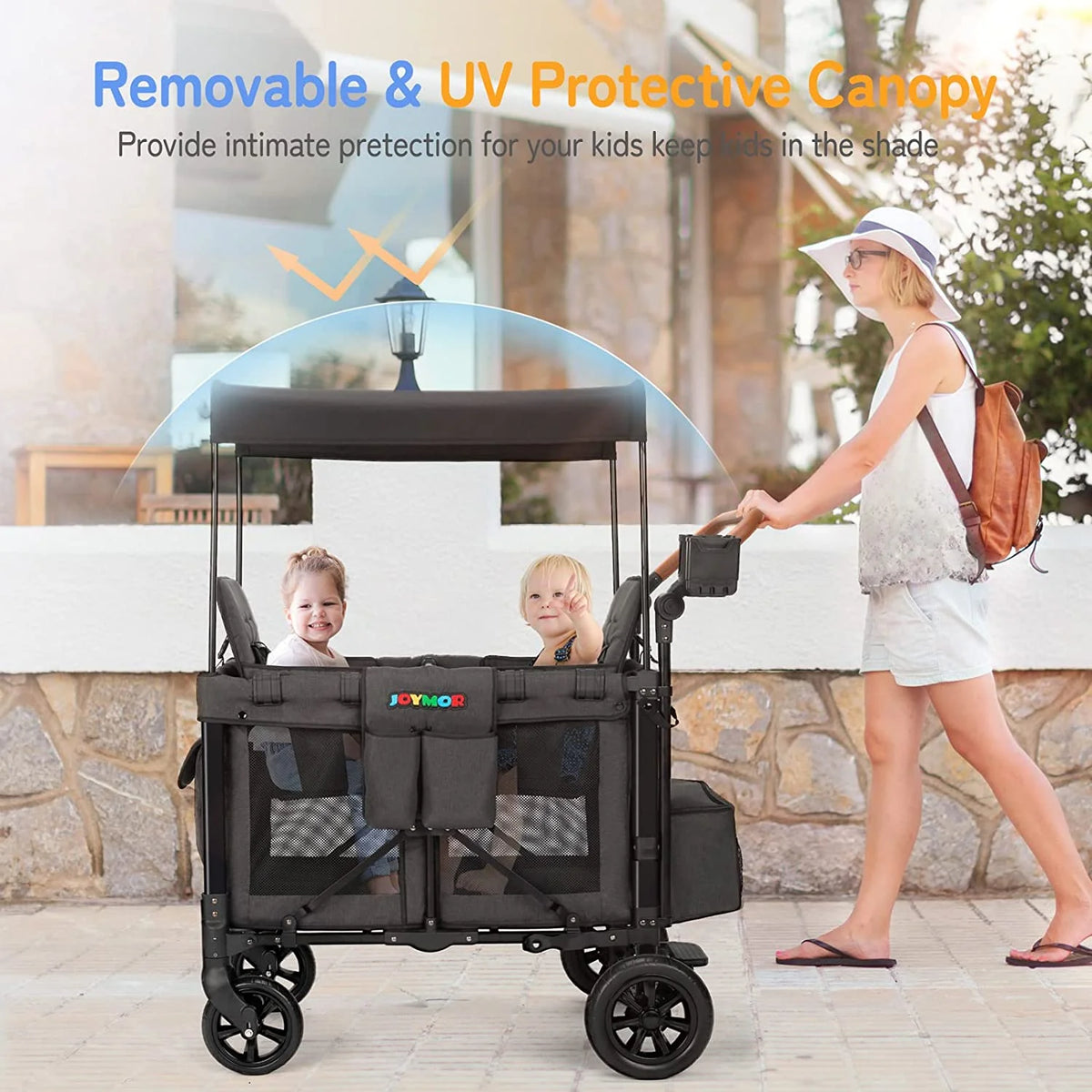 Double Stroller Wagon with 5 Point Harness Y475