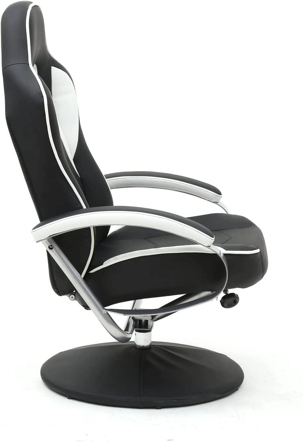 Black PU Racing Recliner Chair Set with Ottoman X554