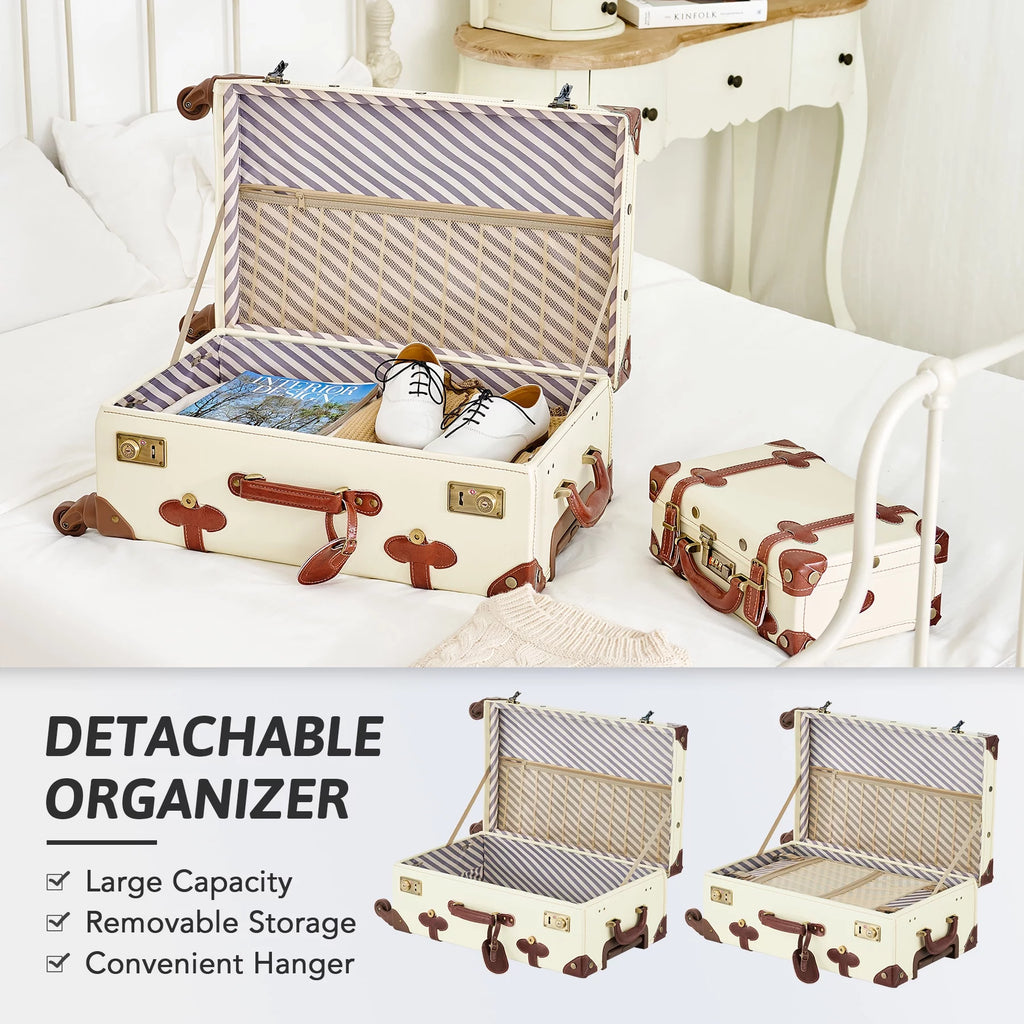 Beige Trolley Suitcase and Hand Bag Set with TSA Locks K22455