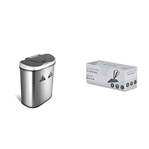 Automatic Touchless Motion Sensor Semi-Round Trash Can/Recycler, 18.5 Gal. 70 L., Stainless Steel K855879