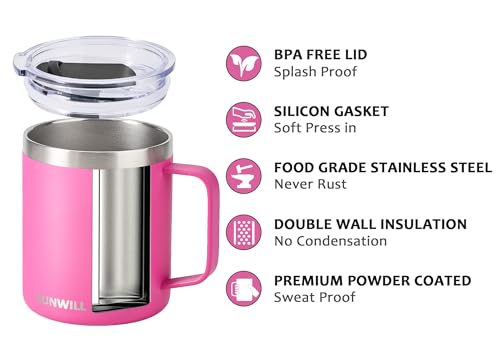 14 oz Vacuum Insulated Stainless Steel Coffee Mug with Lid X151