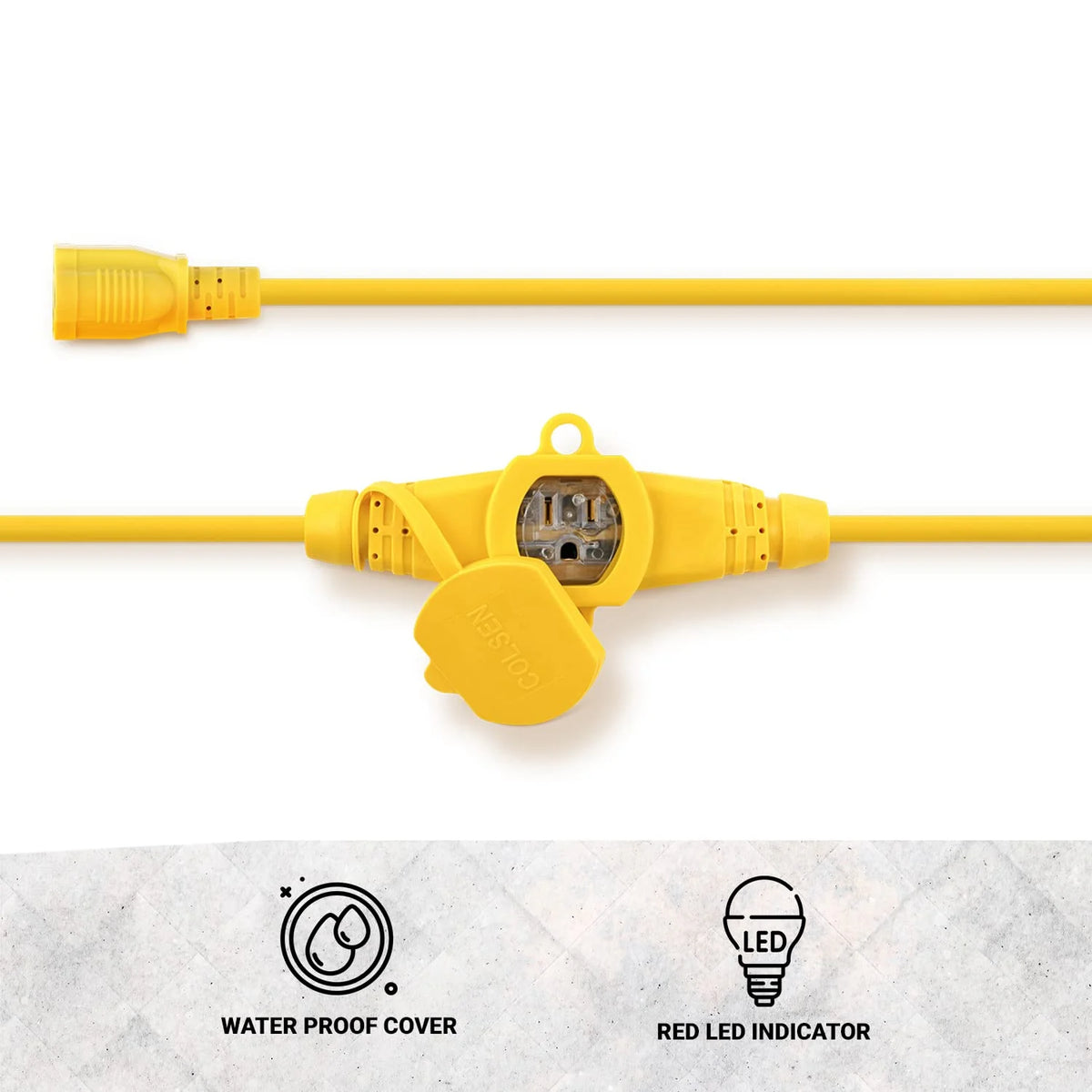 25FT Yellow Power Extension Cord 3 Prong 16 Gauge SJTW T179