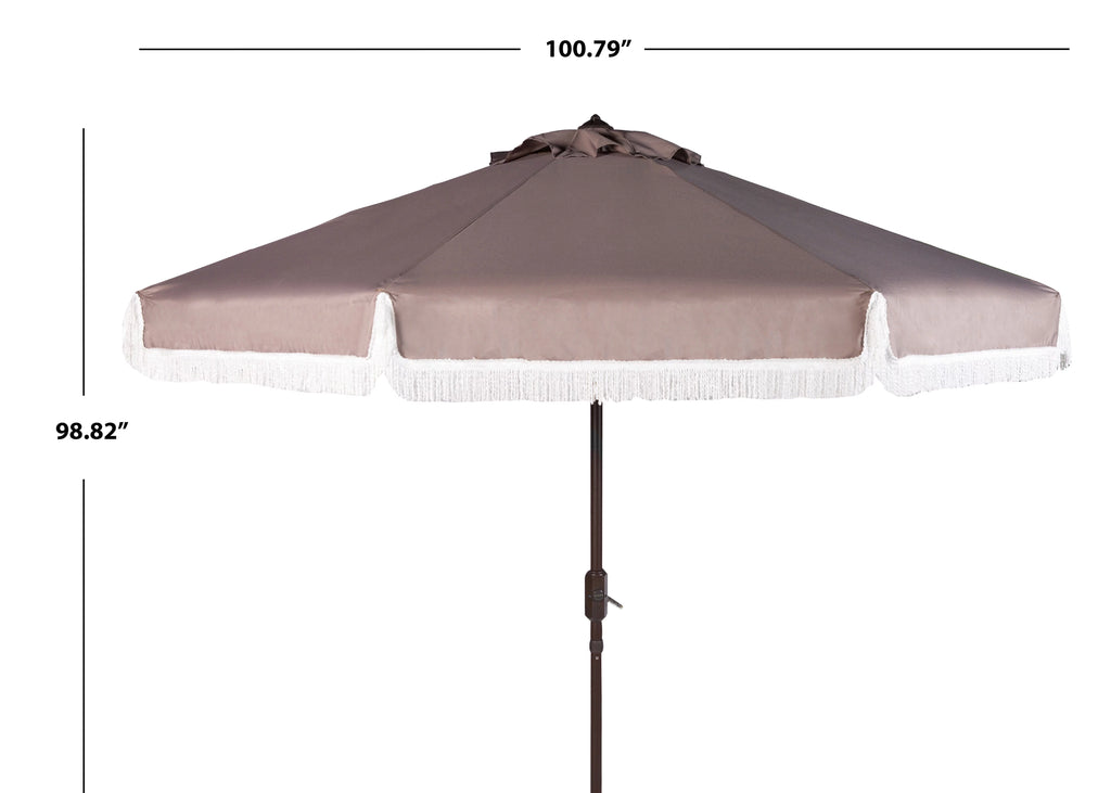 9' Grey White Patio Umbrella R17951