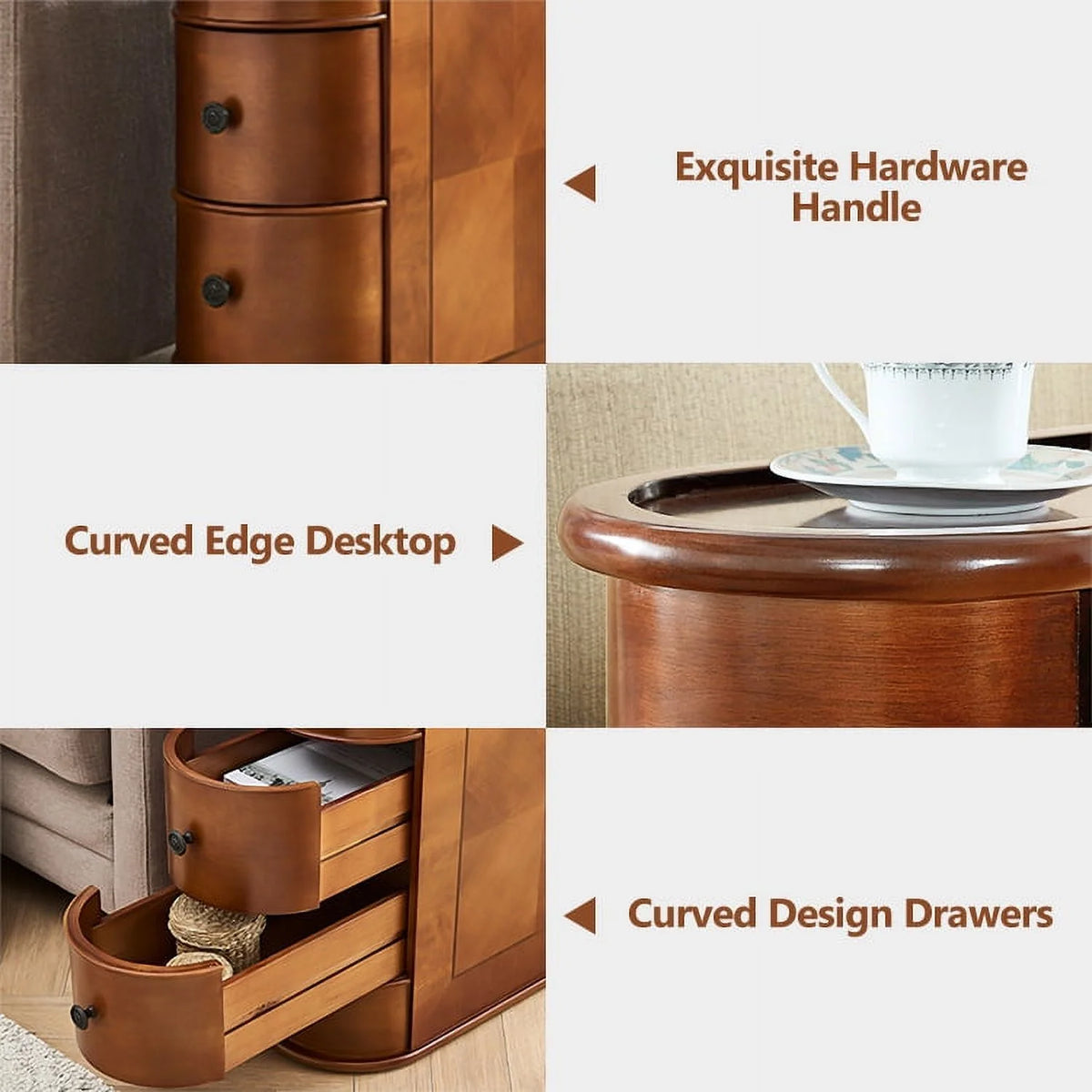 Brown 2-Drawer Wood End Table T915955