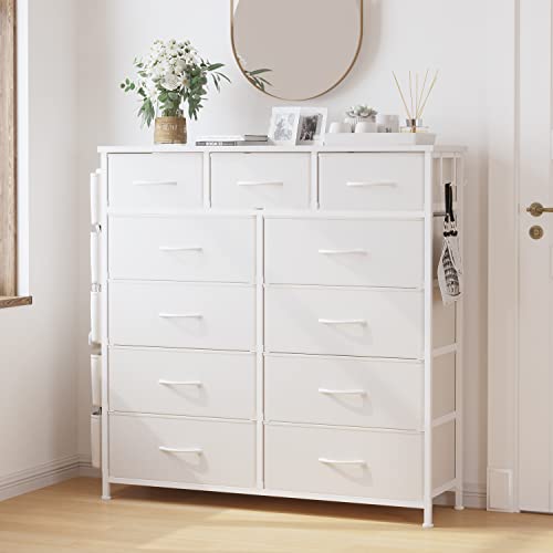 Black 11 Drawer Fabric Storage Dresser with Wood Top G848702