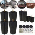 4X 2.4in Black Square Tapered Wooden Furniture Legs M731