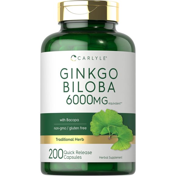 Ginkgo Biloba Capsules 6000mg 200 Count Supplement I658388