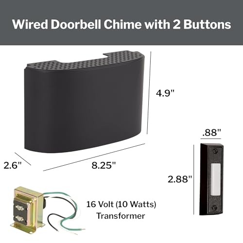 Flat Black Door Chime Kit with 2 Black Buttons X599