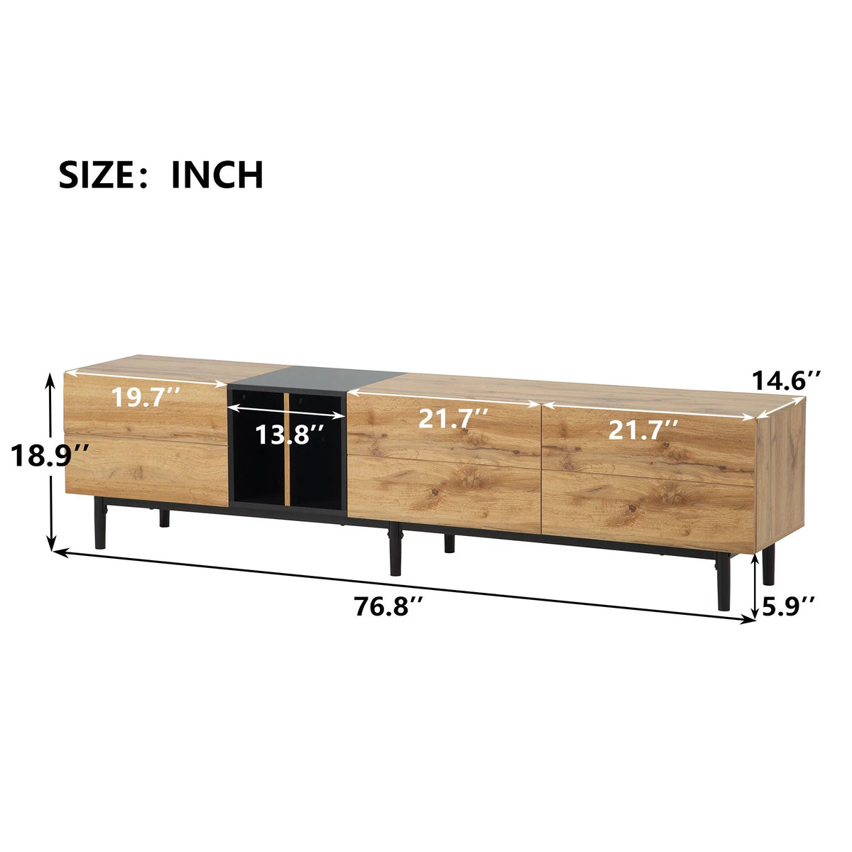 Mid-Century Modern TV Stand with 3 Doors R789889