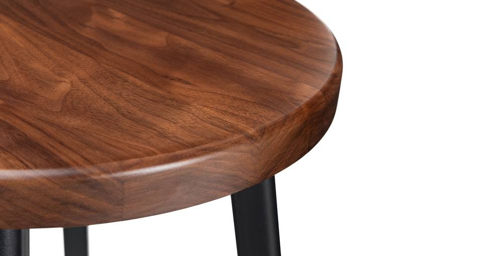 Walnut Counter Stool with Black Metal Base J14298