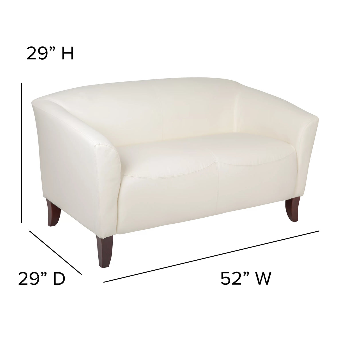 Ivory LeatherSoft Loveseat with Cherry Wood Feet D818922