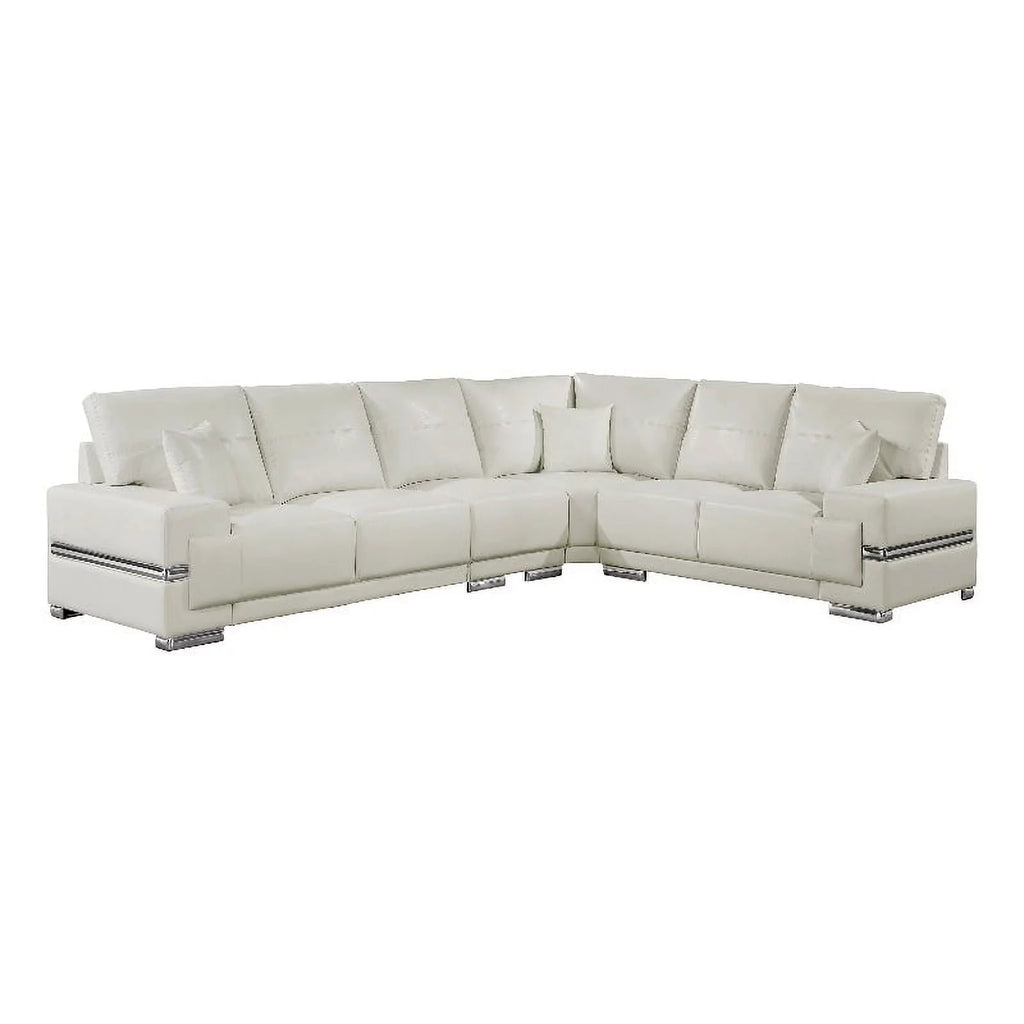 White Faux Leather Upholstered Sectional X26531