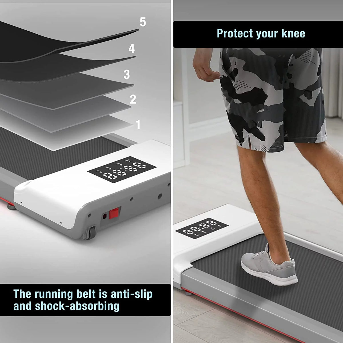 0.6-3.8 MPH 2 in 1 Walking Treadmill White O3889