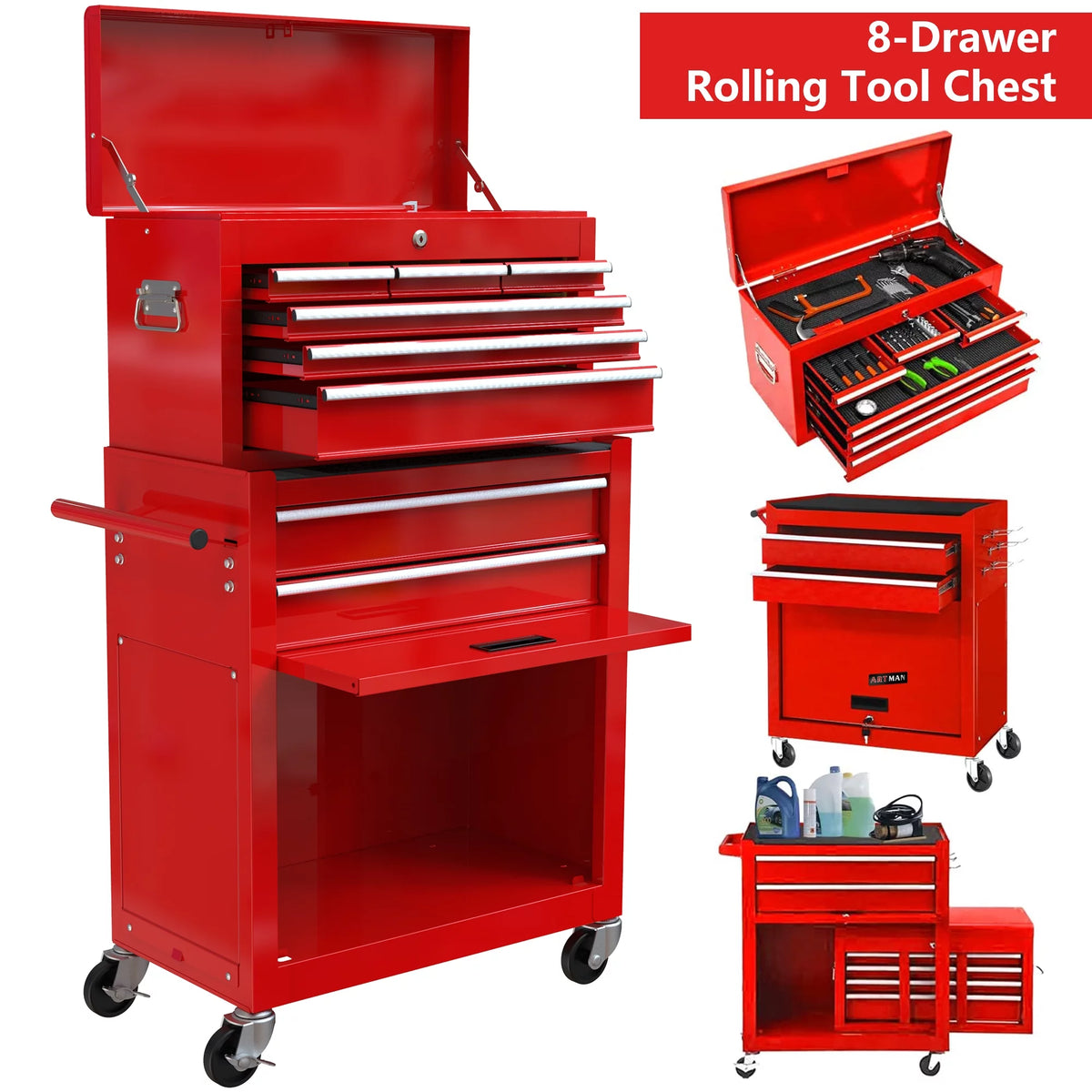 Blue 8 Drawer Rolling Tool Box Y3361