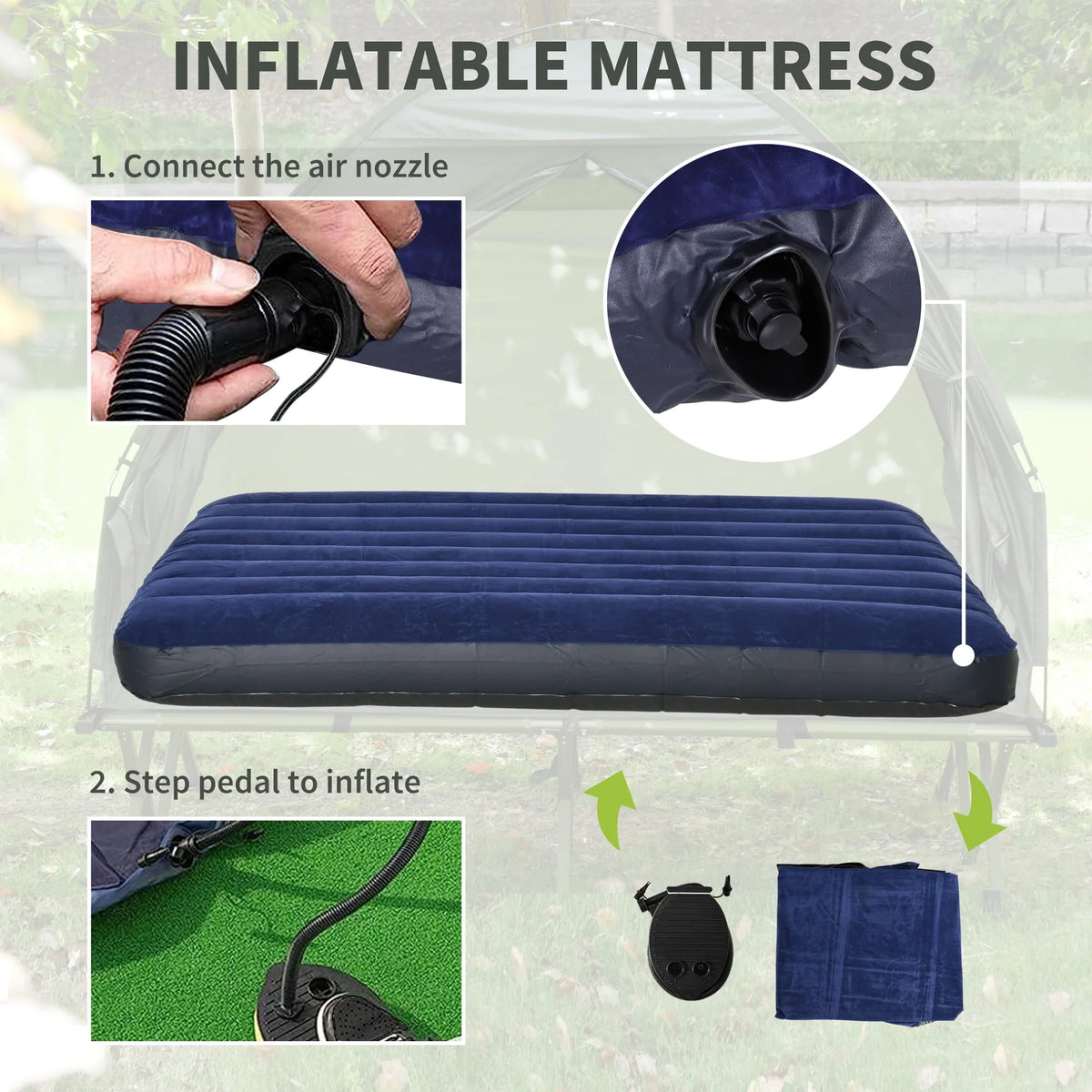 2 Person Foldable Camping Cot with Tent L800