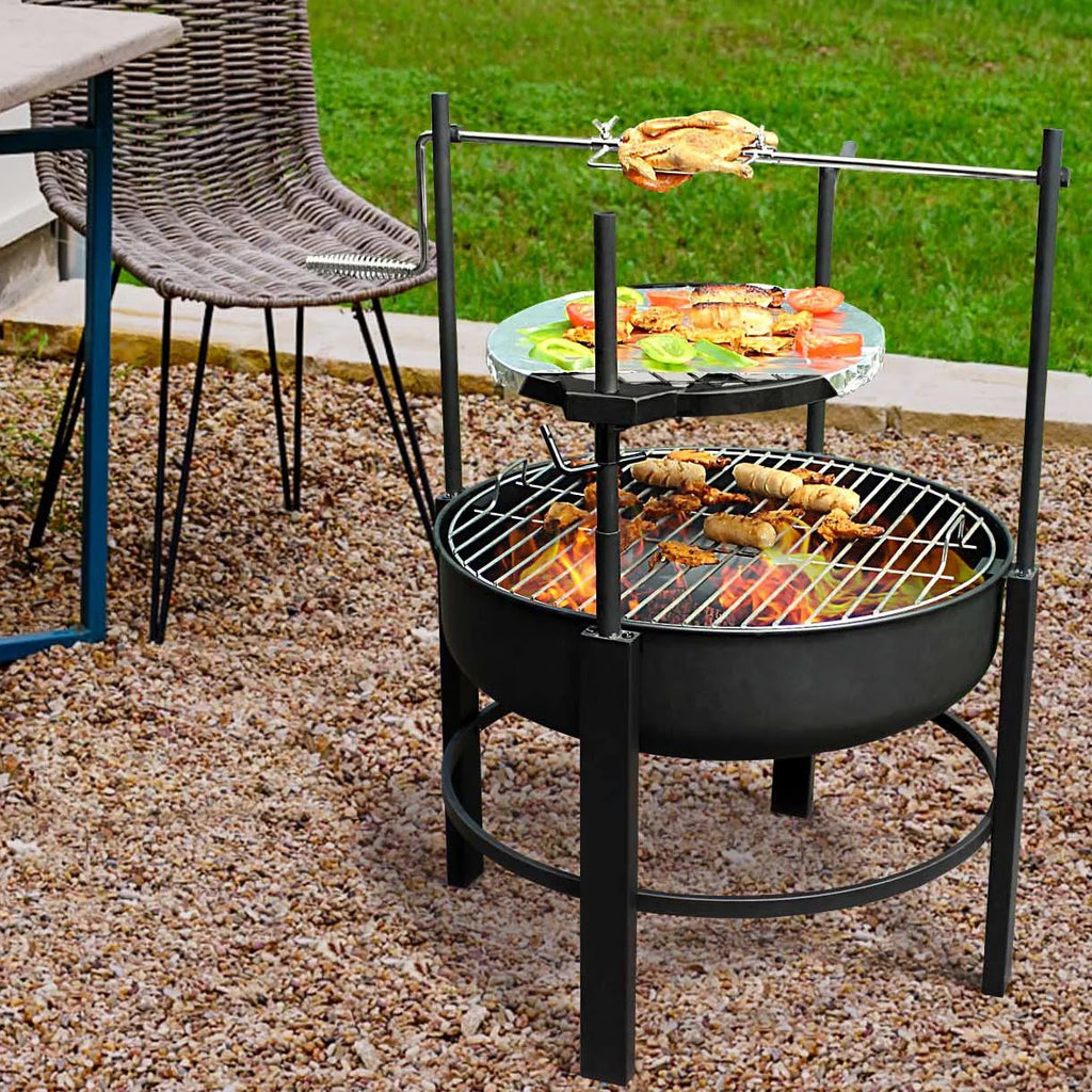 Multipurpose Wood Burning Fire Pit with Steel Swivel Cooking Grill C669128