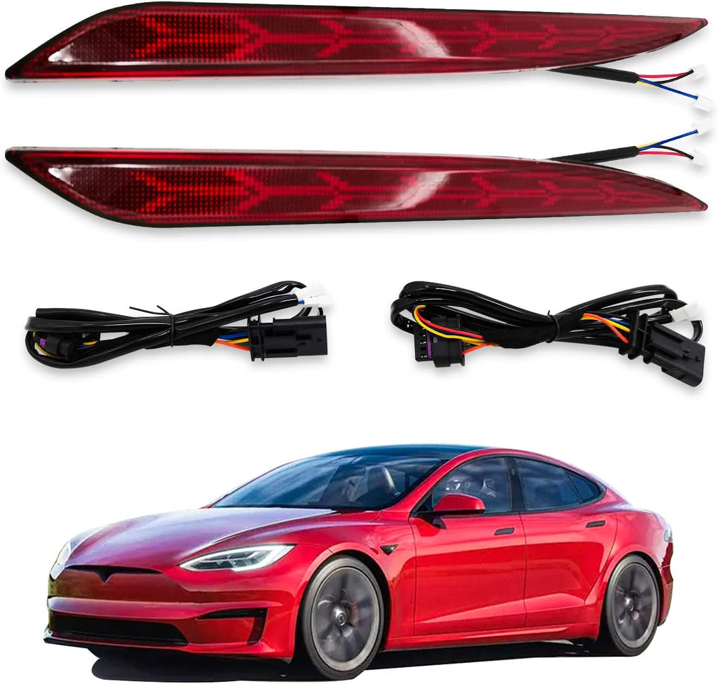 LED Rear Fog Lights Reflector Lamps for Tesla Model 3, 2 Pcs Q584