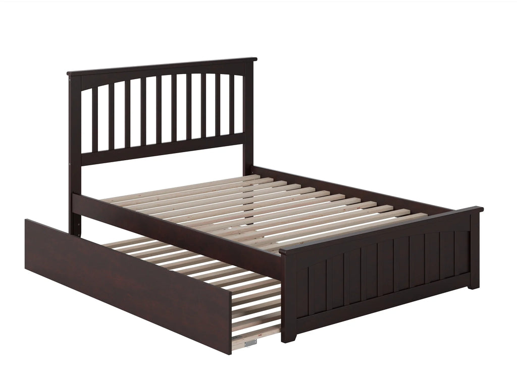 Full Platform Bed with Foot Board and Trundle Bed in Espresso A177028