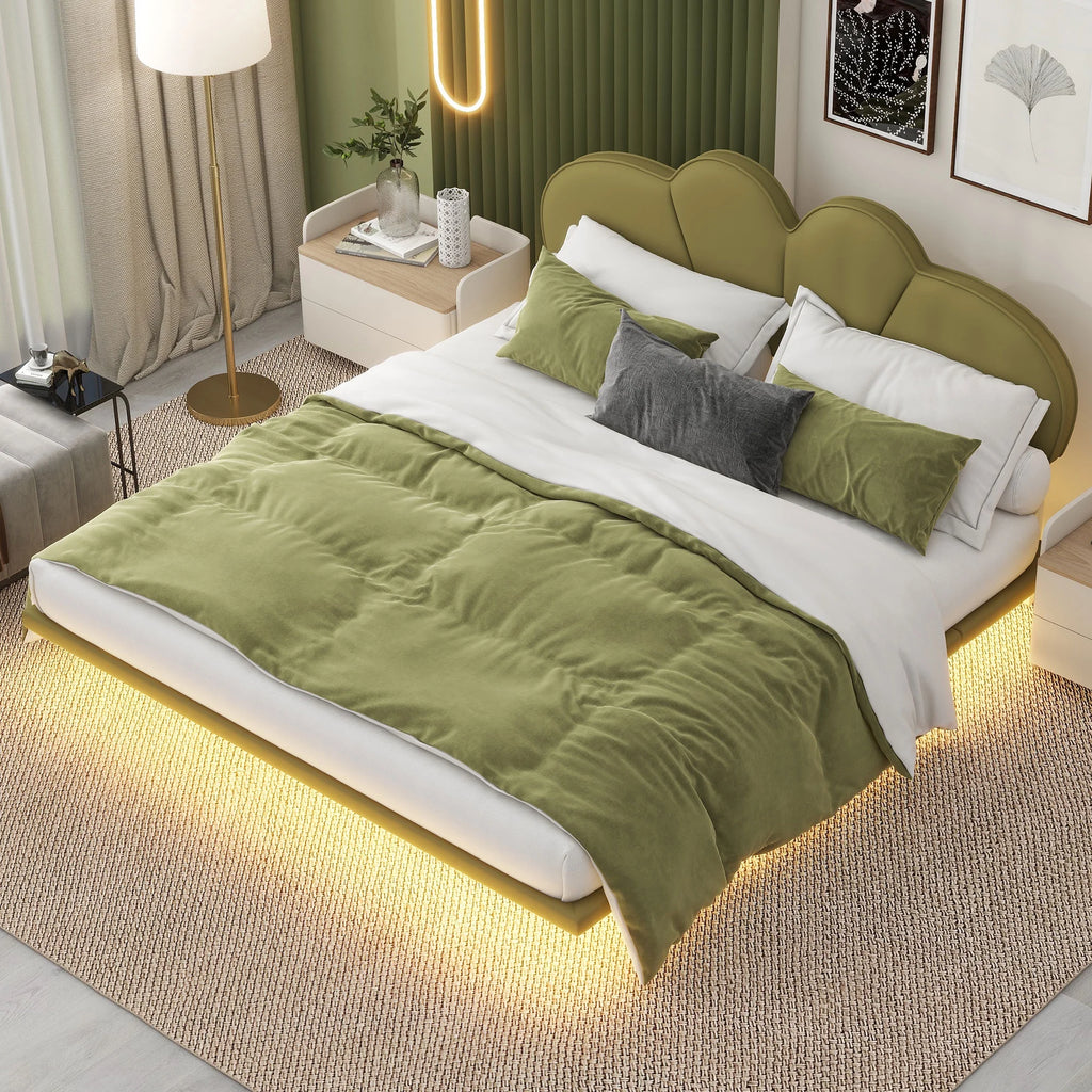 Queen Size Upholstery Platform Bed Frame with PU Leather Headboard S80558