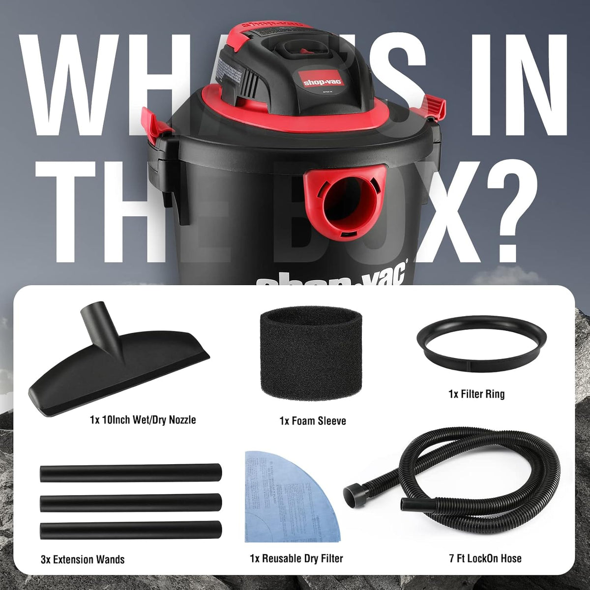 5 Gallon 2.0 Peak HP Wet/Dry Vacuum with Collapsible Handle C480