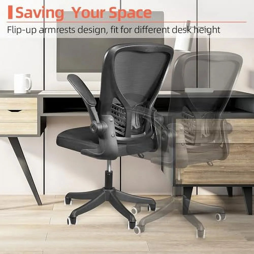 Black Ergonomic Mesh Office Chair with Wheels and Arms F671