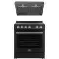 30 Electric Range and Range Hood in Black with Silver Handles C968