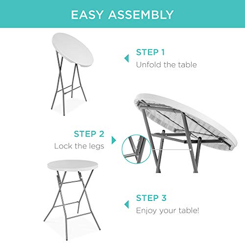 32in Round Folding Bar Height Table White B7673