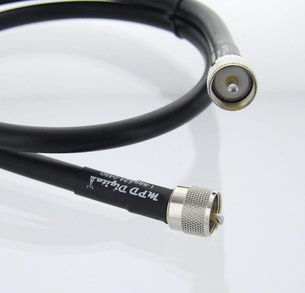 White 50 ohm Coaxial Cable with UHF PL259 Male Crimp Connectors, 25 ft Pack of 2 G48611