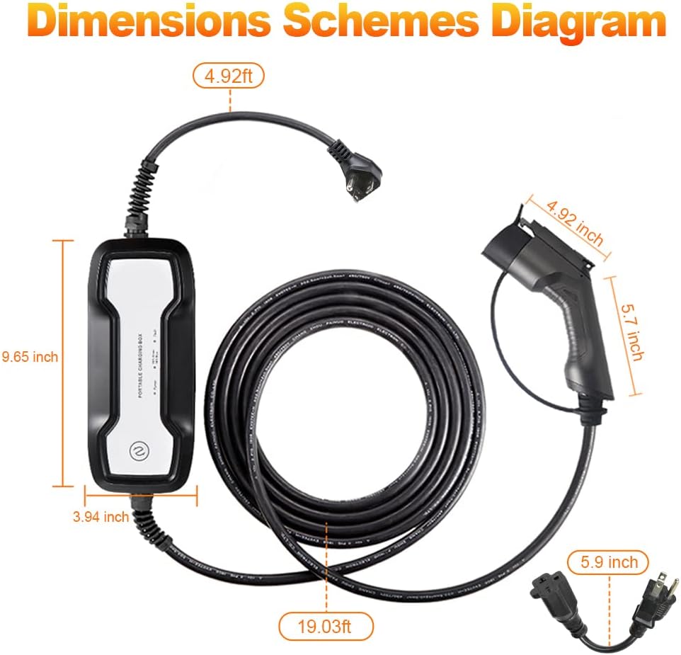 Level 1 10/16A Current Switchable Electric Car Charger with NEMA 5-15P Adapter F431274
