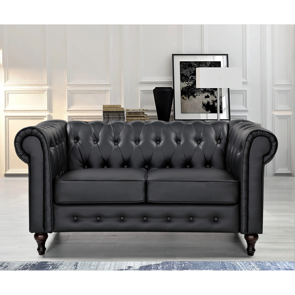 Cream White Velvet Upholstered Loveseat C3329