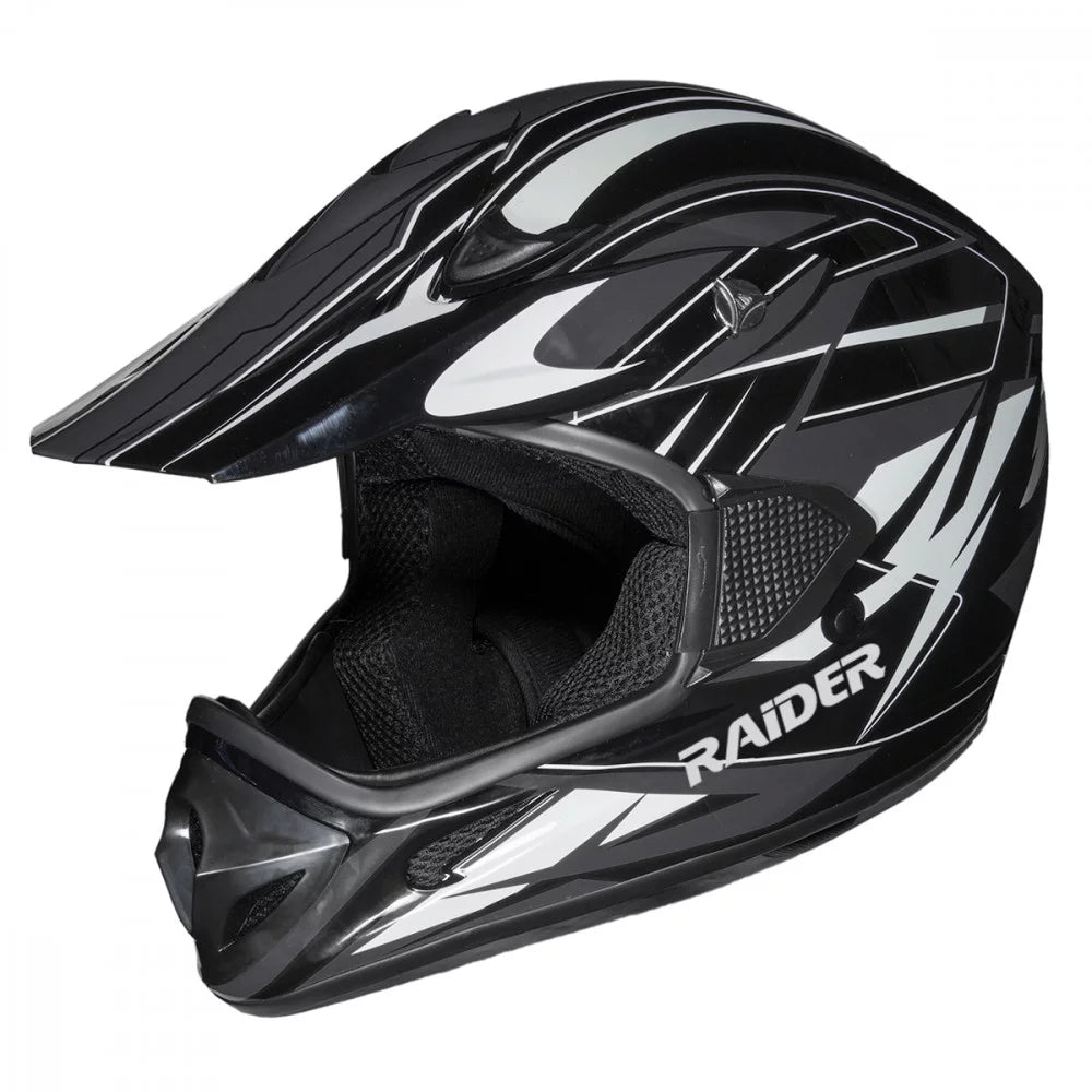 Open Face Helmet DOT Approved Black/Silver M D80004