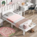 White Twin Size Solid Wood Platform Bed Frame with Footboard Bench P102517