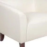Ivory LeatherSoft Loveseat with Cherry Wood Feet D818922