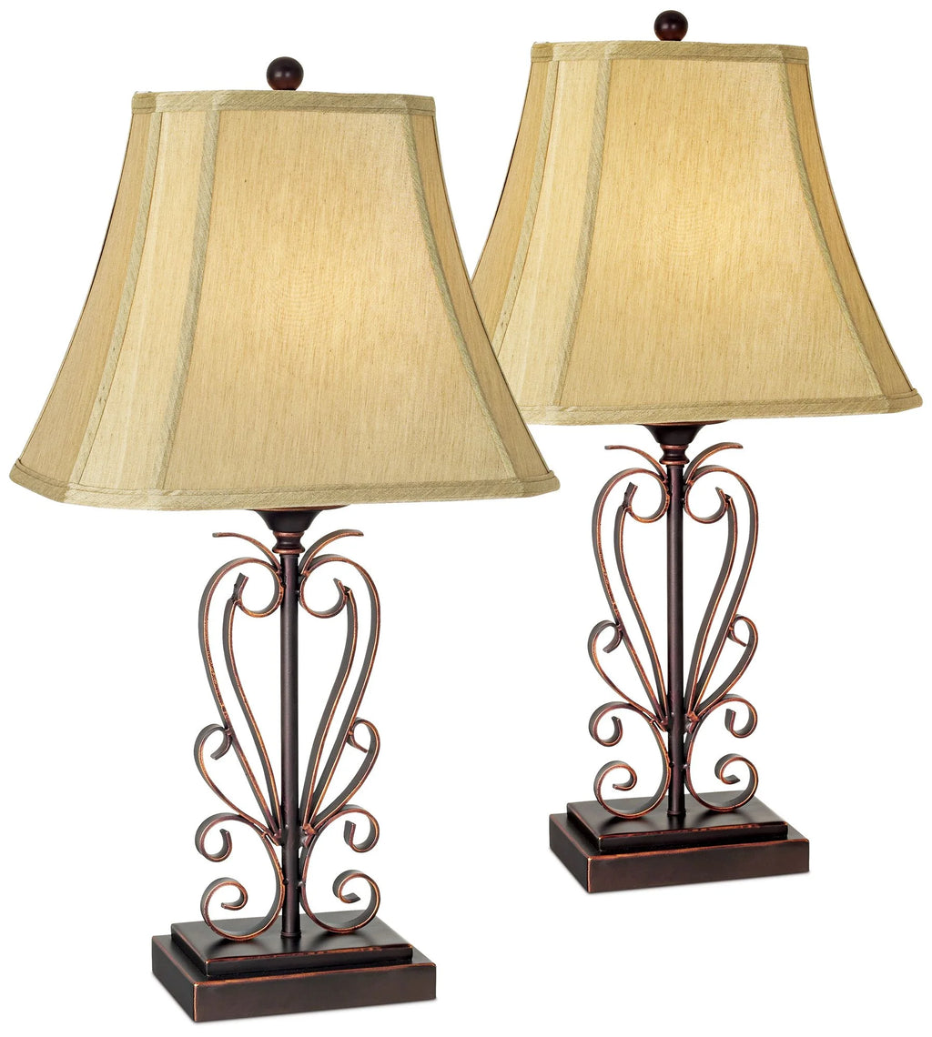 Traditional Iron Bronze Table Lamps Set of 2 G98565