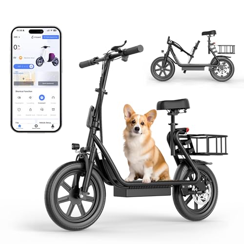 Electric Scooter with Seat, 500W Motor, 14'' Pneumatic Tires, Foldable O751421