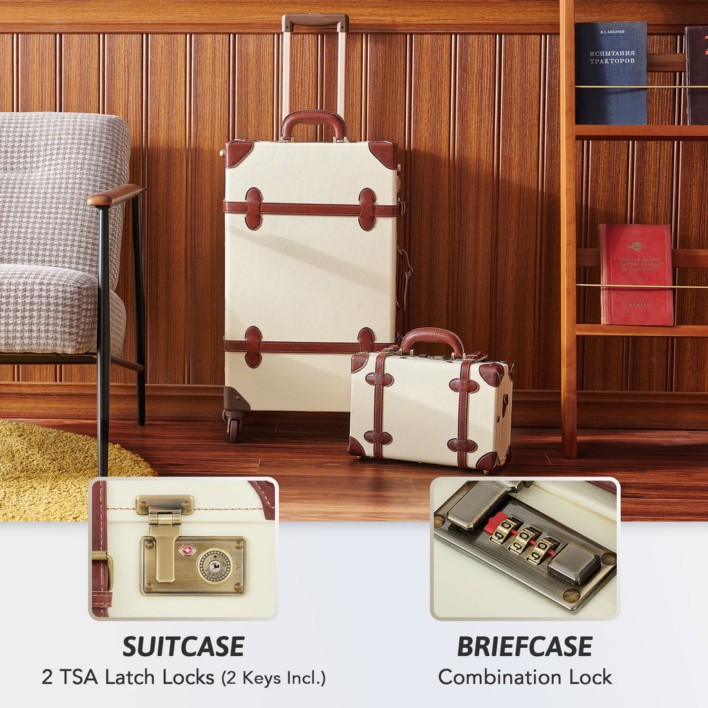 Beige Trolley Suitcase and Hand Bag Set with TSA Locks K22455