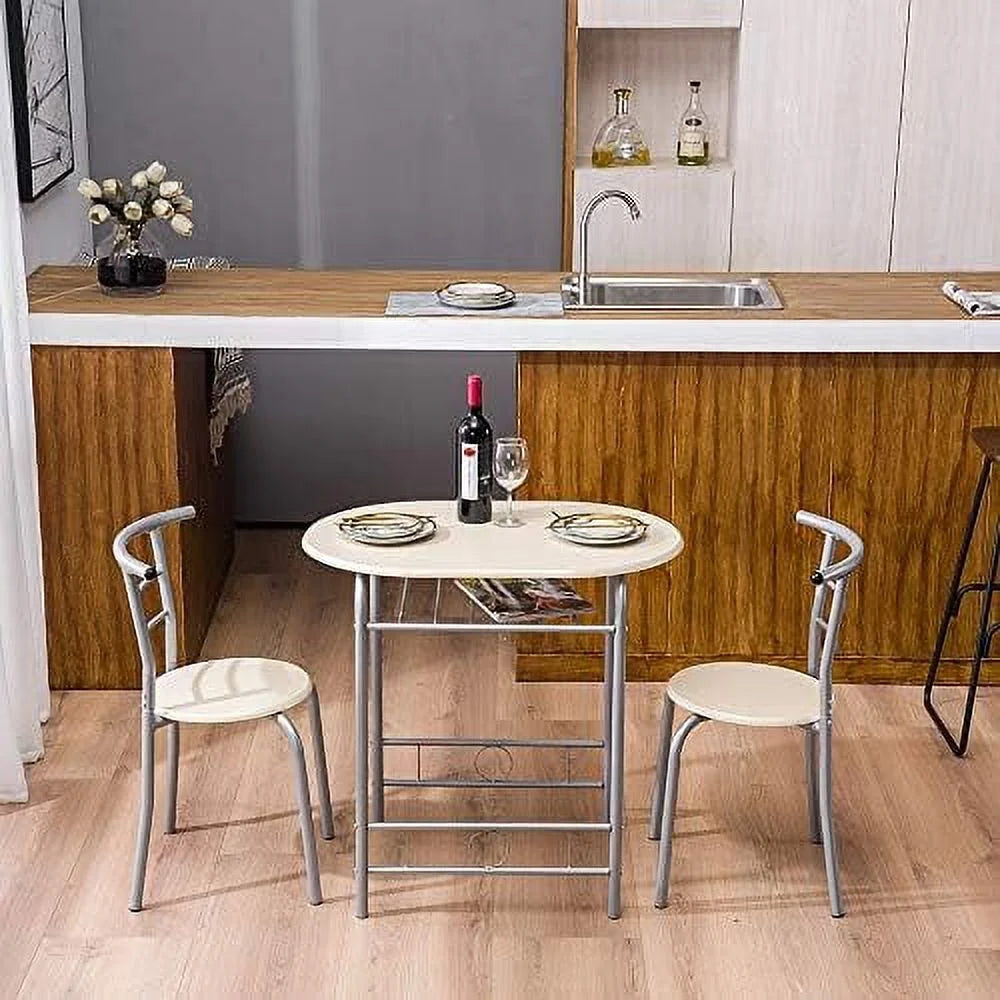 Black Space Saving Dining Table Set with 2 Chairs E2570