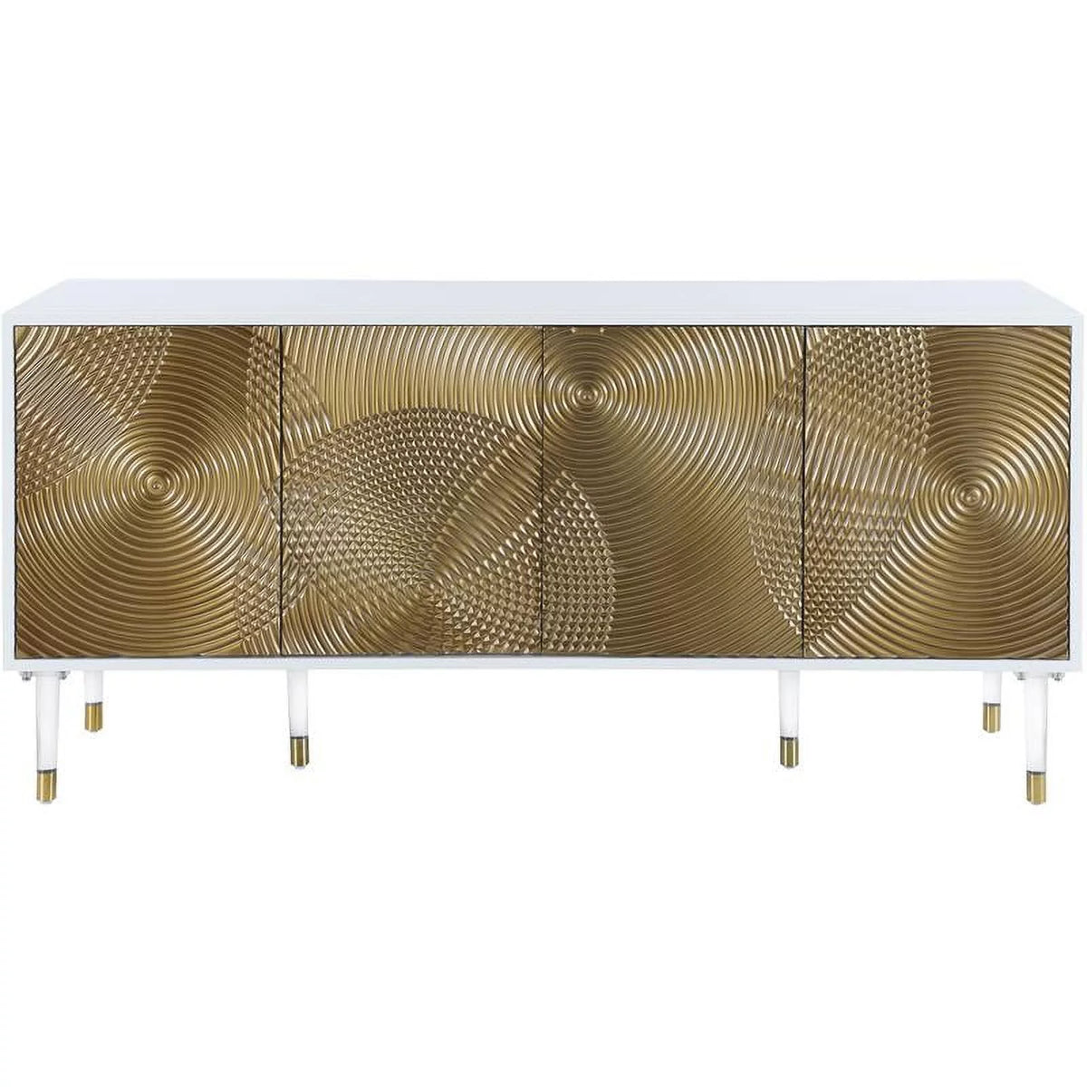White Lacquer Gold Solid Wood Sideboard Buffet B423175