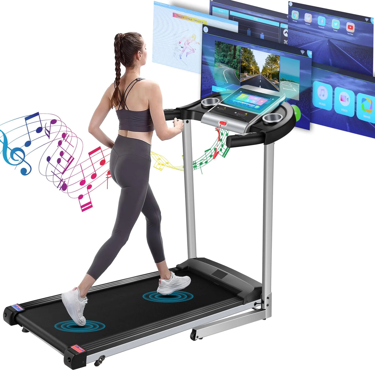 Electric Motorized Treadmill with 3 Incline Levels F626