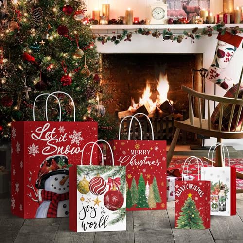 24 Christmas Gift Paper Bags with Handles D35707