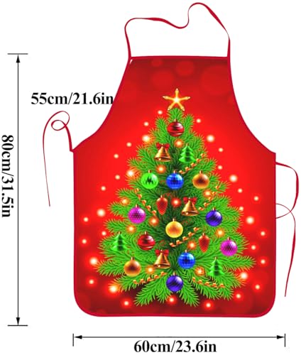 2Pcs Christmas Tree Snowman Kitchen Cooking Aprons E41600
