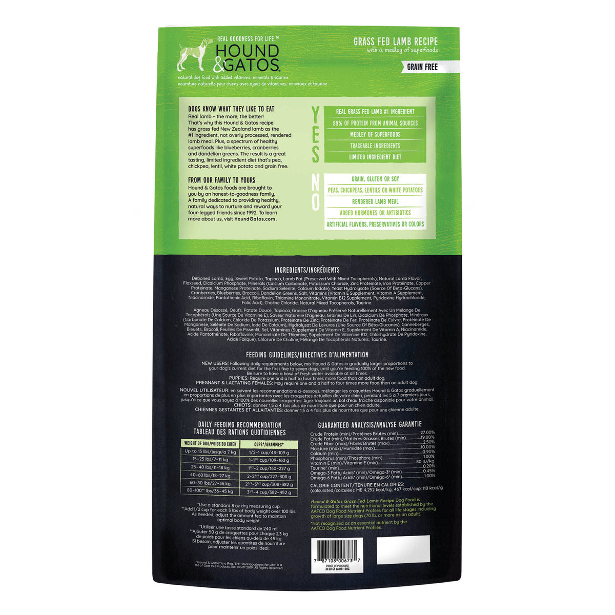Grain-Free Grass Fed Lamb Recipe Dry Dog Food 24 lb H384