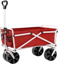 Folding Beach Wagon Collapsible Cart with Wheels Red N133